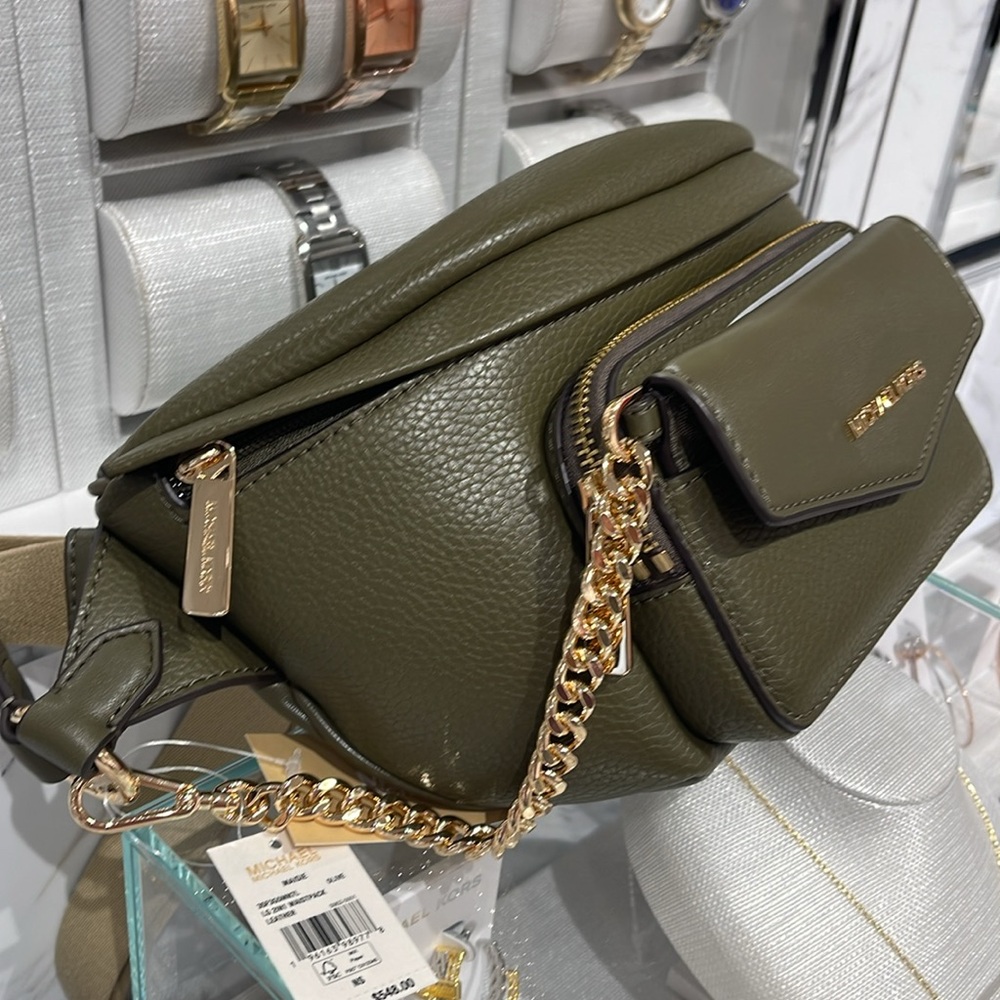 Michael Kors Maisie Lg Leather 2-in-1 Sling Waist Fanny Packs Crossbody Olive 
… - Picture 7 of 16